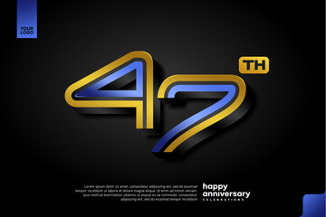 Sleek 3D Number 47 Design in Blue and Gold for Modern Anniversary Celebration on Dark Background