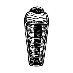 Slumber bag illustration in vintage style