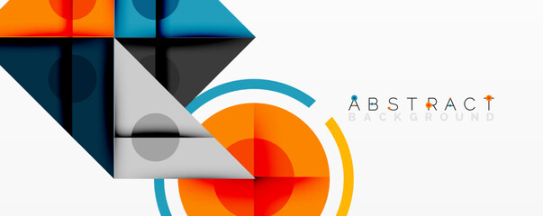 Modern geometric design. Overlapping shapes, vibrant colors create dynamic composition. Clean lines, minimalist aesthetic.