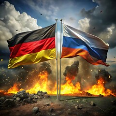 Germany vs Russia Flag Conflict with Warzone Effect
