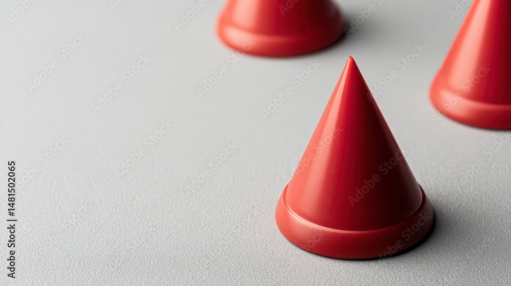 Poster red cones minimalist background abstract shapes design elements