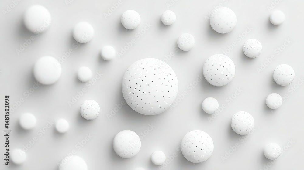 Poster abstract white sphere pattern minimalist 3d render modern design texture background