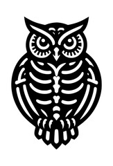 Obraz premium Owl Skeleton Black Icon Vector Logo