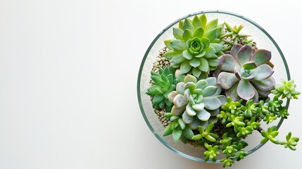 Obraz premium Succulent Garden in Glass Bowl Modern Minimalist Home Decor