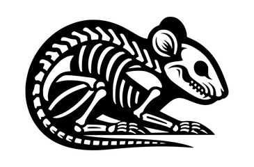 Black Rodent Skeleton Vector Logo White Background