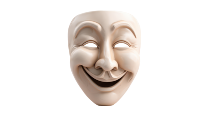 A smiling mask symbolizing joy and celebration. transparent background