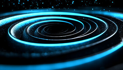 Obraz premium Abstract swirling vortex with glowing cyan light trails; digital art, futuristic design, cosmic background.