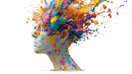 Creative expression through colorful explosion. transparent background