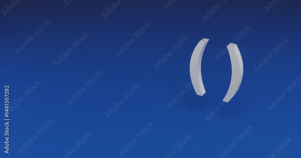 Poster isolated realistic white brackets symbol with shadow. located on the right side of the scene. 3d ill