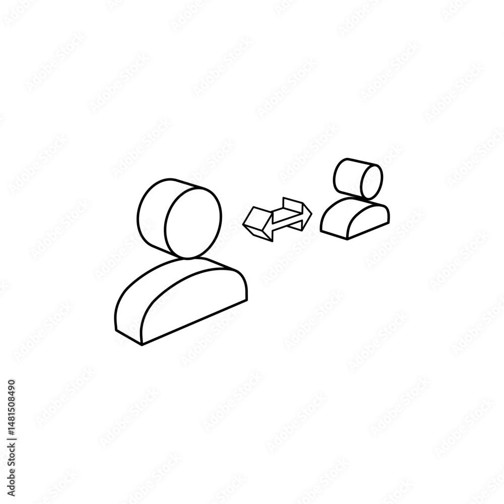 Poster the outline of a large social distance symbol is made with black lines. 3d view of the object in per