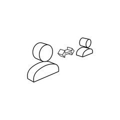 The outline of a large social distance symbol is made with black lines. 3D view of the object in perspective. Vector illustration on white background