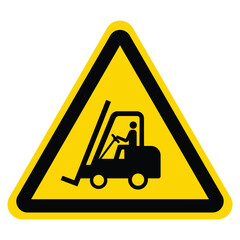 Caution watch for Forklift traffic sign,Isolated On White Background Icon © เกรียงไกร จำรองเพ็ง