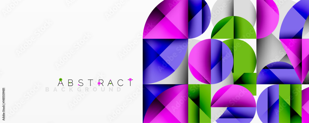 Aufkleber vibrant geometric pattern. squares, circles overlap creating colorful abstract design. modern aesthe