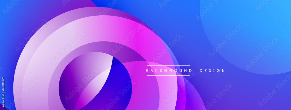Poster Abstract background features overlapping circles. Gradient colors shift from blue to purple, creating dynamic visual effect. Modern design element.