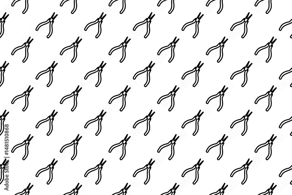 Poster seamless pattern completely filled with outlines of round pliers symbols. elements are evenly spaced