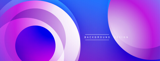 Fototapeta premium Abstract gradient layers create dynamic visual effect. Purple, blue hues blend seamlessly, forming circular shapes. Modern design element.