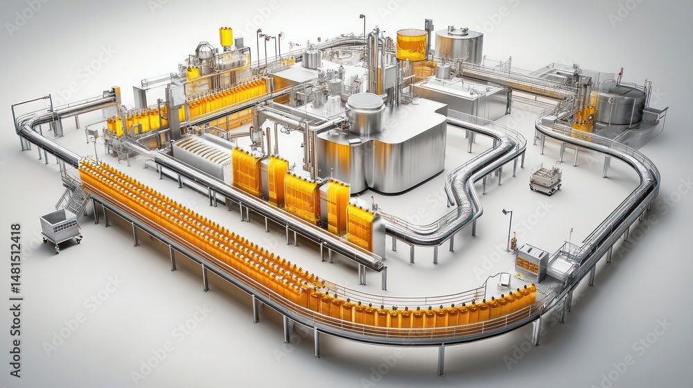 Poster automated beverage bottling factory layout