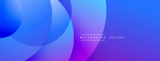 Abstract gradient background. Overlapping circles create dynamic visual effect. Blue, purple hues dominate composition. Minimalist design elements present.
