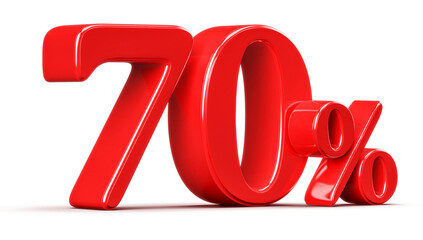 3D Red 70 Percent Discount Number Promotion