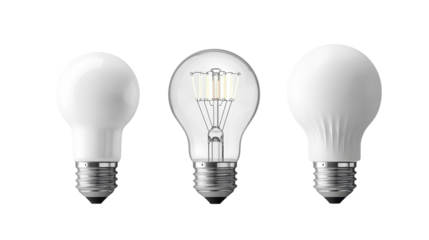 fluorescent lamp and led light bulb on a white isolated background