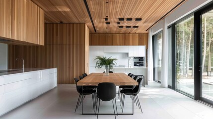 Modern Dining Area with Wood Accents