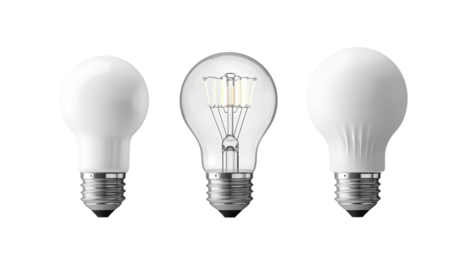 fluorescent lamp and led light bulb on a white isolated background