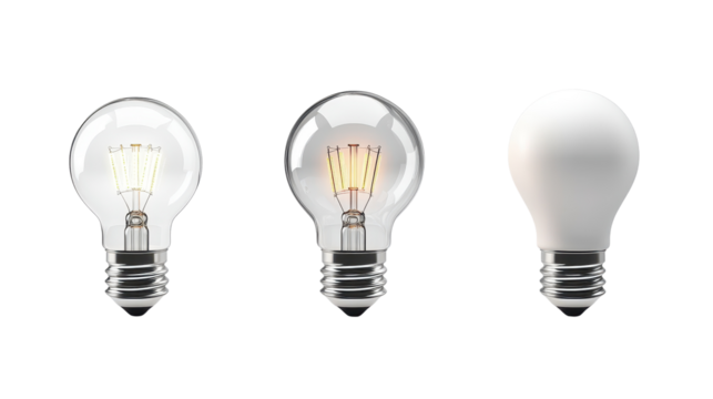 fluorescent lamp and led light bulb on a white isolated background