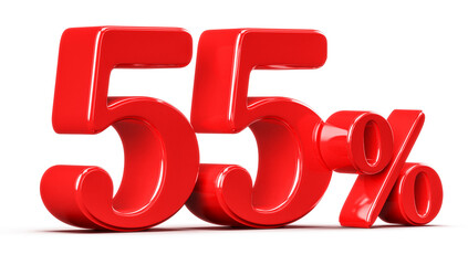 3D Red 55 Percent Discount Number Promotion