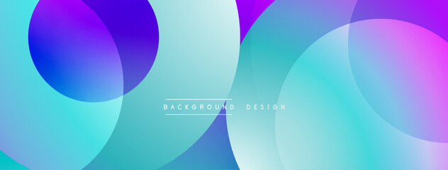 Abstract gradient circles overlap creating vibrant, modern background. Blue, purple hues dominate design, offering smooth transitions.
