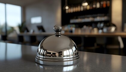 Fototapeta premium Polished service bell on a modern counter top.