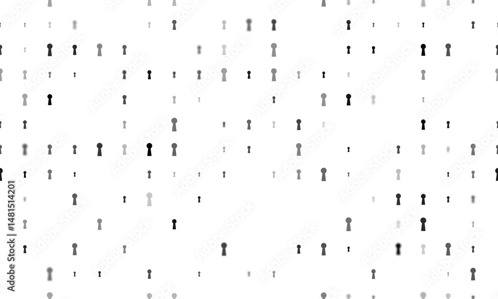 Poster seamless background pattern of evenly spaced black keyhole symbols of different sizes and opacity. i