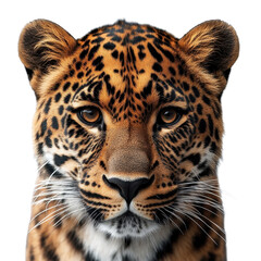Obraz premium leopard face shot , isolated on transparent background cutout