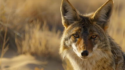Obraz premium Coyote Portrait in Golden Hour Light