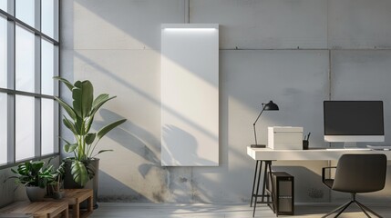 Modern workspace with blank canvas