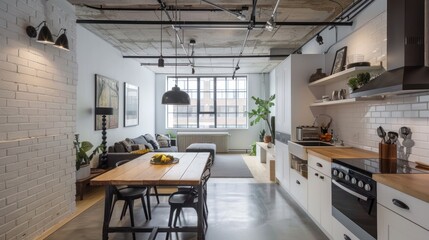Modern loft apartment kitchen