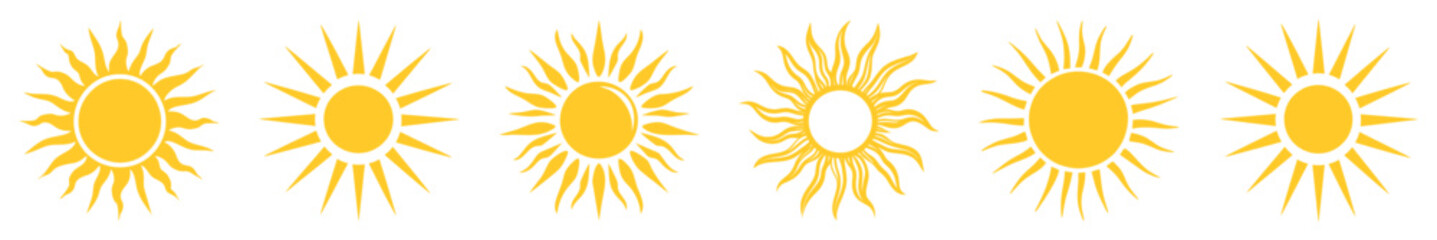 Naklejka premium Stylized sun symbols collection element vector set