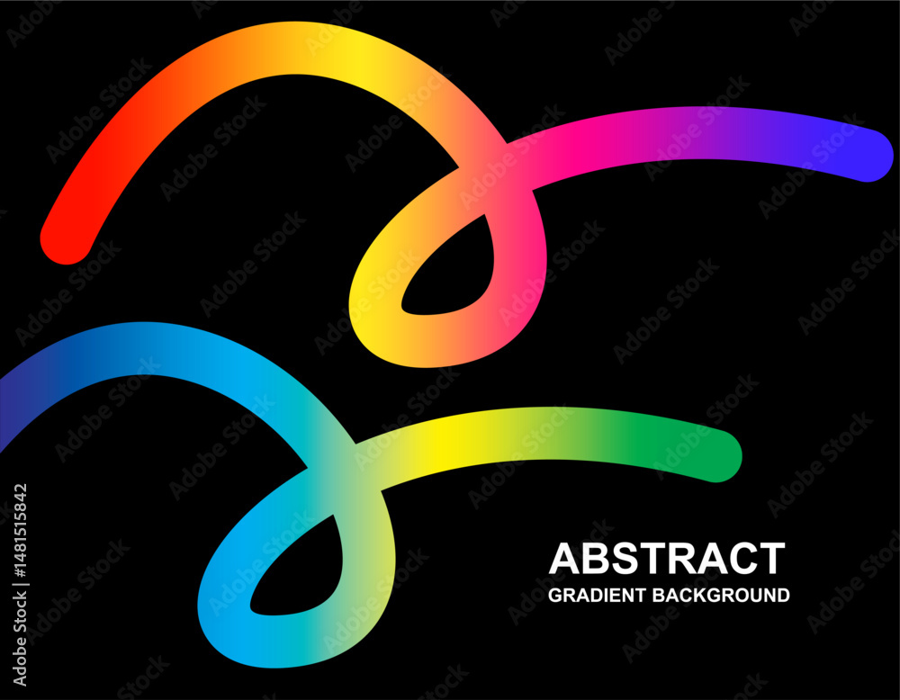 Poster abstract background with color lines vector pattern rainbow ribbons graphic shapes with gradient