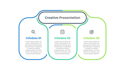 Modern marketing plan infographic design with 3 strategic options or steps, visually represented with vector icons for clear and impactful communication.