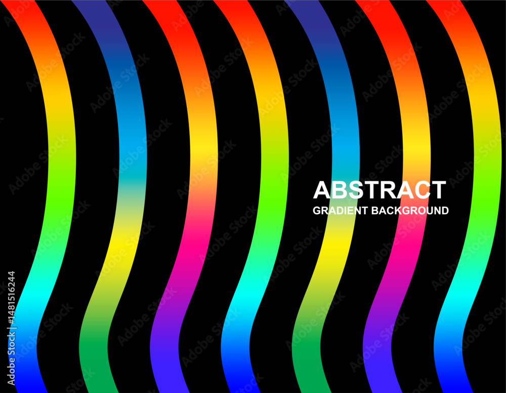 Poster abstract background with color lines vector pattern rainbow ribbons graphic shapes with gradient