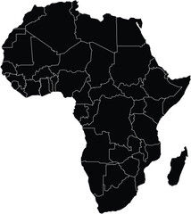 Map of africa in flat style Black and white