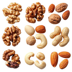 mix nuts isolated on transparent background
