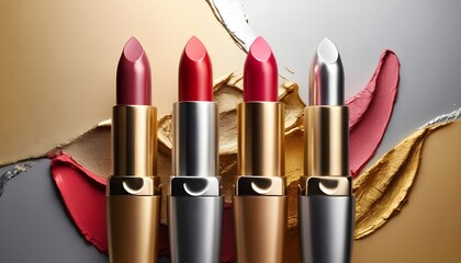 make up brushes and lipstick