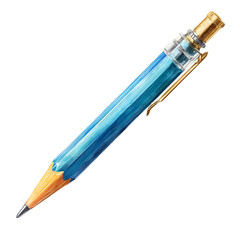Naklejka premium Elegant Mechanical Pencil: A close-up shot features a stunning, photorealistic mechanical pencil, capturing intricate details with its sleek metallic accents and refined design.