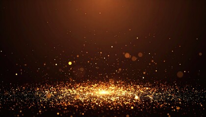 Particle dust field in cinematic orange twilight gradient