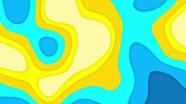 Abstract blue and yellow paper cut design, perfect for backgrounds, banners, posters, and website graphics. Vibrant colors and modern look.