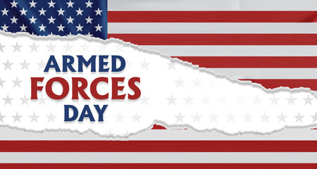 American Armed Forces Day with torn paper style background