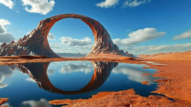 Desert arch reflection footage