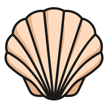 Clam shell icon or marine mollusk animal