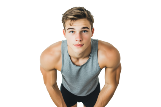 Leaning Fit Person in Exercise Pose on Transparent Background