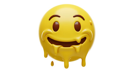 Melting face emoji with awkward smile and drippy expression